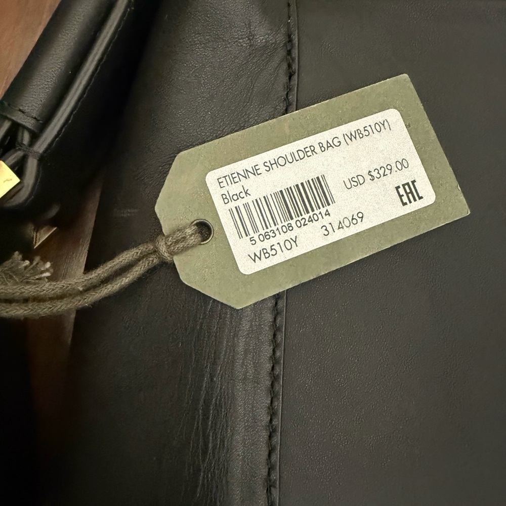NWT All Saints Etienne Black Leather Shoulder Bag - Picture 15 of 16